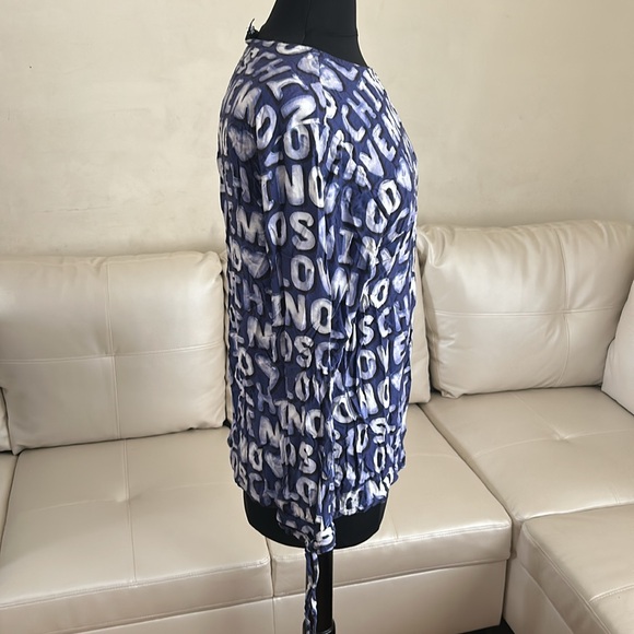 Love Moschino bubble letter blue long sleeve blouse size 6 - Picture 3 of 8